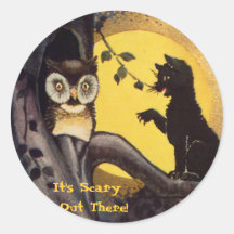 Autocollants d'avertissement de Halloween de hibou