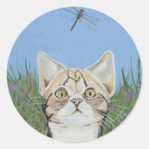 Autocollants de chaton et de libellule