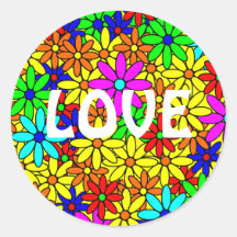 Autocollants de collage de flower power d'amour
