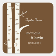 Autocollants de faveur d'arbres de bouleau ou join