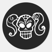 Autocollants de fille de goth de crâne de queue de