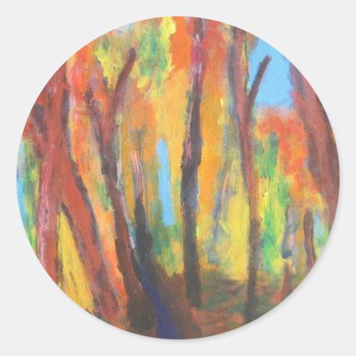 Autocollants de forêt d'impressionisme d'automne