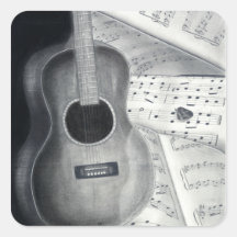 Autocollants de musique de guitare et de feuille