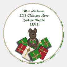 Autocollants de nounours et d'adresse de Noël