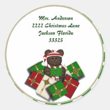Autocollants de nounours et d'adresse de Noël