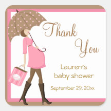 Autocollants roses de baby shower de client