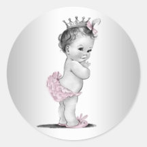 Autocollants roses vintages de princesse baby show