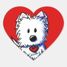 Autocollants rouges de coeur de KiniArt Westie