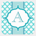 Autocollants turquoises élégants de monogramme