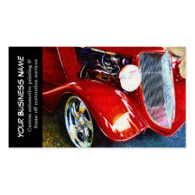 Automotive Red Classic Car Auto Painting Biz Business Card Template