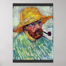 Autoportrait avec le chapeau de paille par Vincent Poster