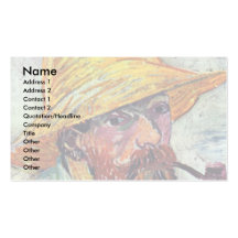 Autoportrait avec le chapeau de paille par Vincent Modèle De Carte De Visite