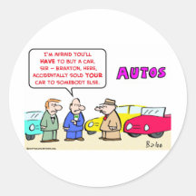 autos cars sell buy round sticker