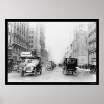 Autos on 5th Avenue in New York City 1913 Print