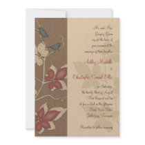 Autumn Birds and Leaves Wedding Invitation