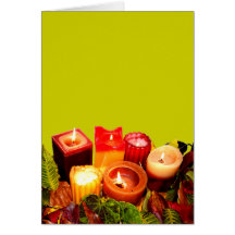 Autumn Candle and Leaf Arrangement Card
