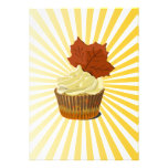 Autumn cupcake with blast line pattern personalized announcements