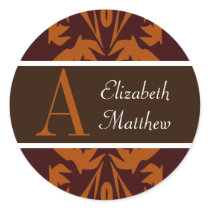 Autumn Damask Custom Last and First Name Sticker