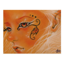 Autumn Fairy doll face Postcard