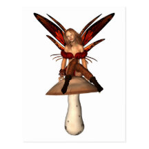 Autumn Fairy sitting on a toadstool Post Card