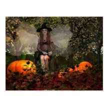 Autumn Fairy Witch Postcard