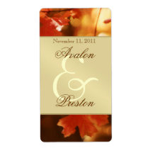 Autumn Fall Leaf Gold Wine Wedding Label