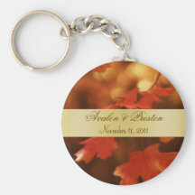Autumn Fall Leaf Wedding Favour Gold Keychain