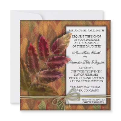 Autumn Fall Wedding invitation by kjsweddingshop