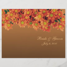 Autumn Flowers Folded Wedding Program Flyer Design