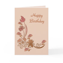Autumn Flowers Happy Birthday Card Template cards