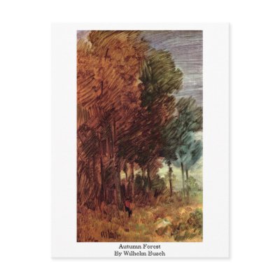 Autumn Forest By Wilhelm Busch Postcard by artpaintings