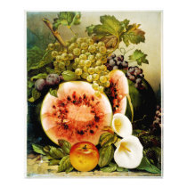 Autumn Fruits Watermelon Grapes Peaches Art Photo