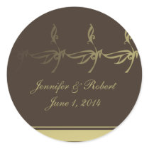 Autumn Glamour in Chocolate Brown and Gold Round Sticker