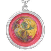 Autumn in the sphere.A flower and leaves in autumn Personalised Necklace