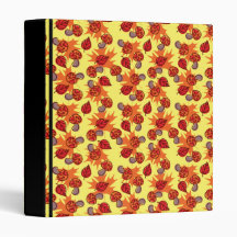 Autumn Leaf Mushroom Pattern 3 Ring Binder