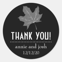 Autumn Leaf Thank You Labels (Black) Stickers