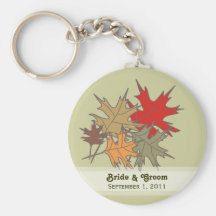 Autumn Leave Bride & Groom Keychain