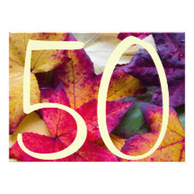 Autumn Leaves 50 Birthday Invitation