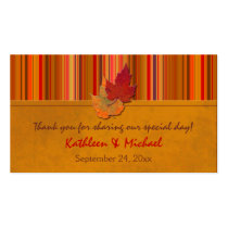 Autumn Leaves and Stripes Wedding Favour Tag Business Card Template