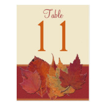 Autumn Leaves II Table Number Post Card