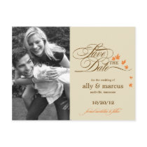 Autumn Leaves Photo Save The Date Postcard