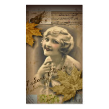 autumn leaves  retro paris vintage beauty business card