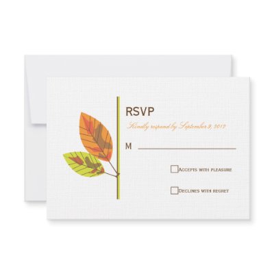 Autumn Leaves RSVP Card by OrangeOstrichDesigns