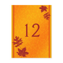 Autumn Leaves Table Number Card