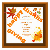 autumn leaves thanksgiving dinner invitation