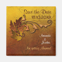Autumn Leaves Wedding  - Save the Date Refrigerator Magnet
