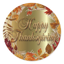 AUTUMN LEAVES WREATH by SHARON SHARPE Round Sticker