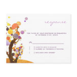 Autumn Love Trees Purple Wedding RSVP (4.25x5.6) Postcard