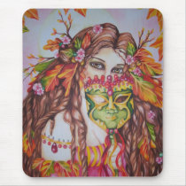 Autumn Masquerade Fantasy Goddess Mouse Pad