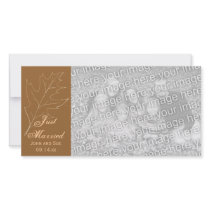 Autumn Oak Leaf Just Married Photo Card